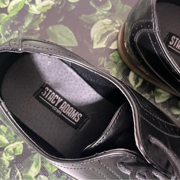 Stacy Adams Black Dress Shoes Polished Leather Oxford Kids - Picture 5 of 11